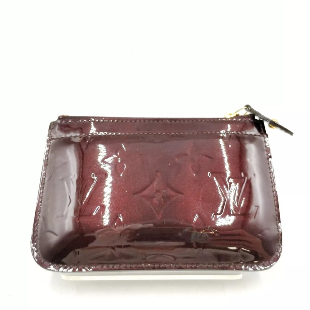 Louis Vuitton Key Chain Card Wallet Zipper Amarante Patent Leather Preowned - Picture 5 of 11